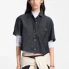 Relaxed-fit cropped blouse in lightweight denim Relaxed-fit cropped blouse in lightweight denim