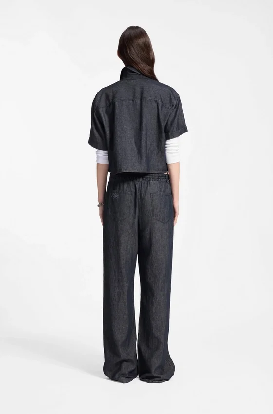 Relaxed-fit cropped blouse in lightweight denim Relaxed-fit cropped blouse in lightweight denim