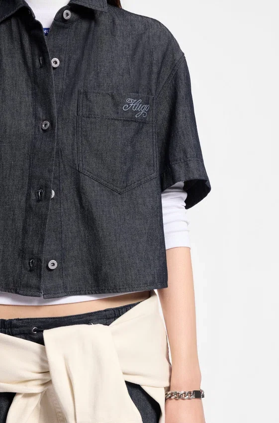 Relaxed-fit cropped blouse in lightweight denim Relaxed-fit cropped blouse in lightweight denim