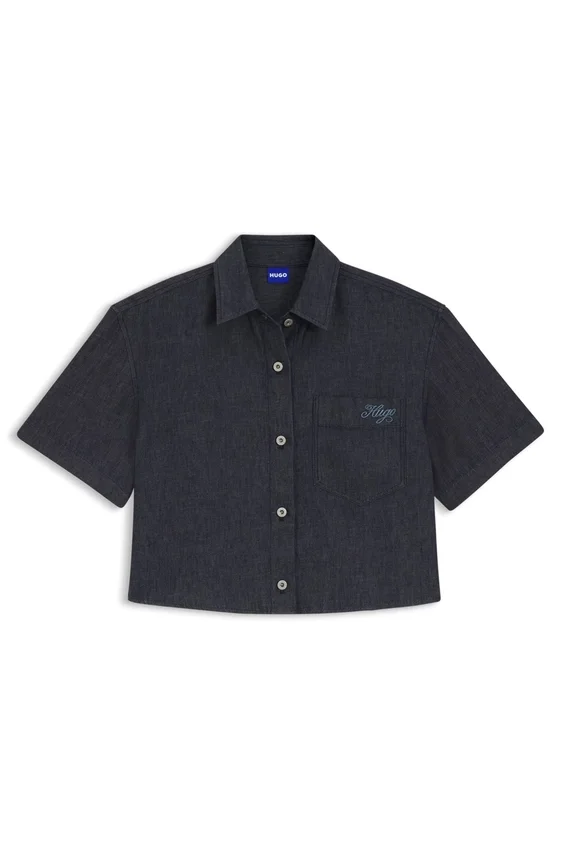 Relaxed-fit cropped blouse in lightweight denim Relaxed-fit cropped blouse in lightweight denim