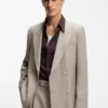 Relaxed-fit double-breasted blazer with micro pattern Relaxed-fit double-breasted blazer with micro pattern