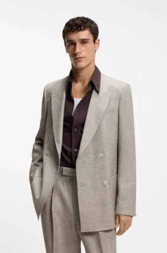 Relaxed-fit double-breasted blazer with micro pattern