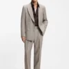 Relaxed-fit double-breasted blazer with micro pattern Relaxed-fit double-breasted blazer with micro pattern
