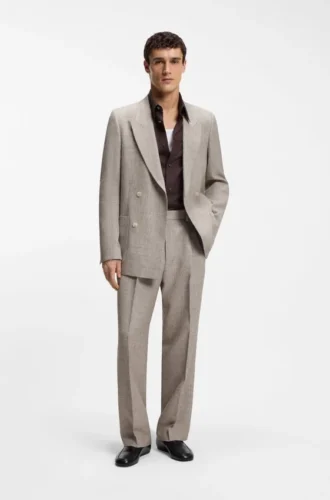 Relaxed-fit double-breasted blazer with micro pattern