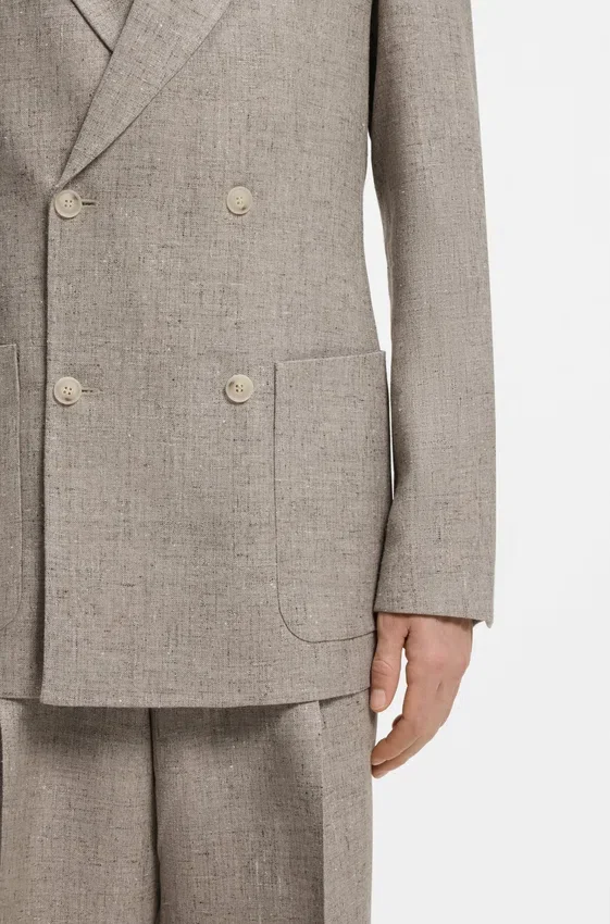 Relaxed-fit double-breasted blazer with micro pattern Relaxed-fit double-breasted blazer with micro pattern
