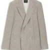 Relaxed-fit double-breasted blazer with micro pattern Relaxed-fit double-breasted blazer with micro pattern