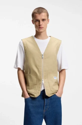 Relaxed-fit gilet in mercerized cotton Relaxed-fit gilet in mercerized cotton