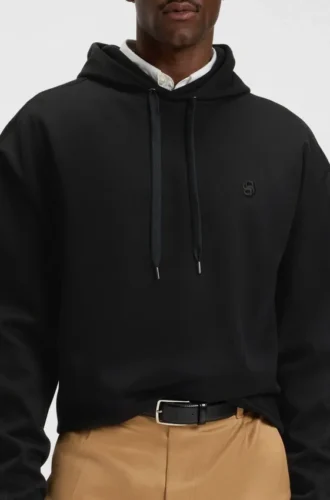 Relaxed-fit hoodie in mercerised cotton