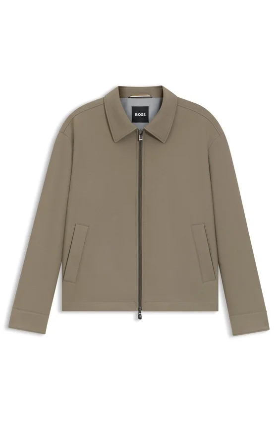 Relaxed-fit jacket in stretch fabric with wing collar Relaxed-fit jacket in stretch fabric with wing collar
