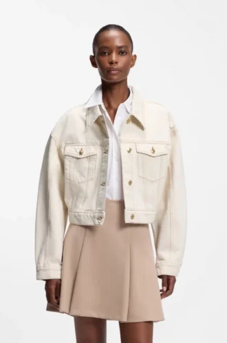 Relaxed-fit jacket in washed ecru denim