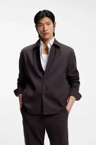 Relaxed-fit overshirt in a linen blend