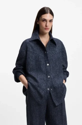 Relaxed-fit overshirt in denim-look tweed