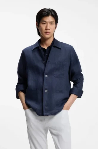 Relaxed-fit overshirt in Italian-made linen twill