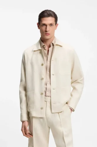 Relaxed-fit overshirt in Italian-made linen twill