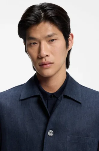 Relaxed-fit overshirt in Italian-made linen twill