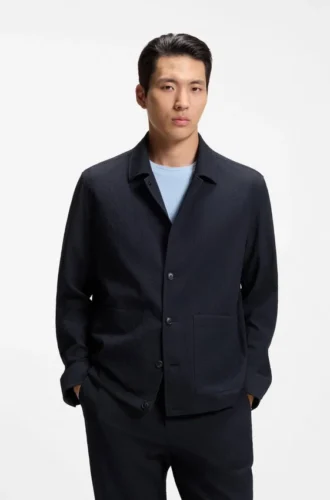 Relaxed-fit overshirt in performance seersucker Relaxed-fit overshirt in performance seersucker