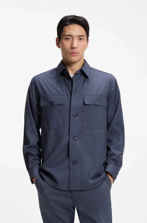Relaxed-fit overshirt in washable virgin wool Relaxed-fit overshirt in washable virgin wool