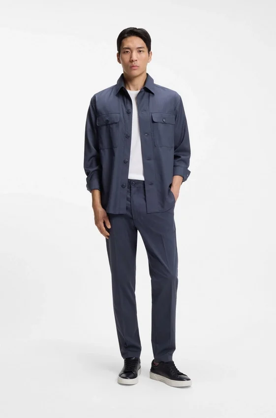 Relaxed-fit overshirt in washable virgin wool Relaxed-fit overshirt in washable virgin wool