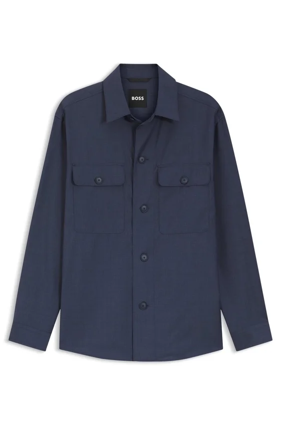 Relaxed-fit overshirt in washable virgin wool Relaxed-fit overshirt in washable virgin wool