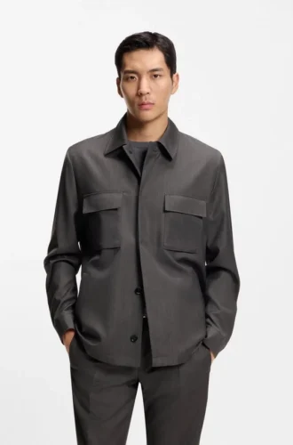 Relaxed-fit overshirt in water-repellent wool