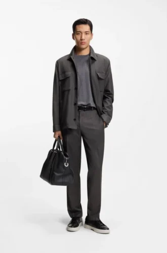 Relaxed-fit overshirt in water-repellent wool