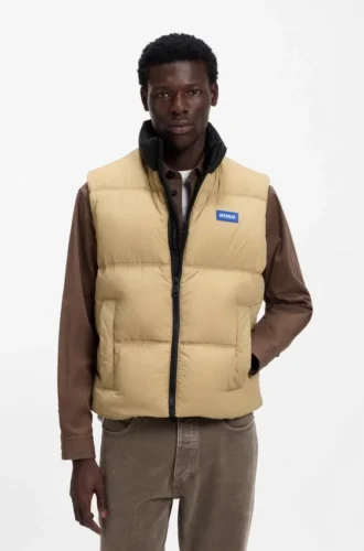 Relaxed-fit padded vest with logo badge