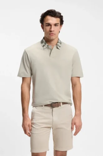 Relaxed-fit polo with jacquard collar