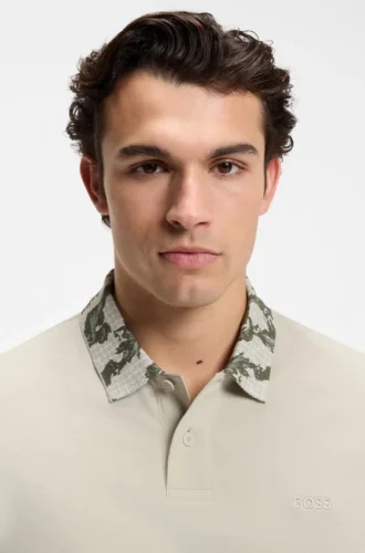 Relaxed-fit polo with jacquard collar