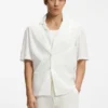 Relaxed-fit shirt in floral-embroidered cotton