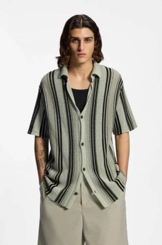 Relaxed-fit shirt in open-knit cotton