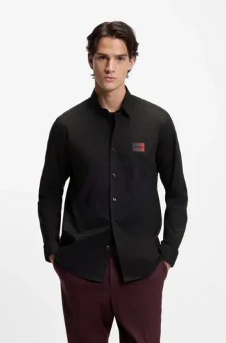 Relaxed-fit shirt in stretch-cotton canvas