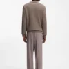Relaxed-fit sweater in structured cotton with polo collar