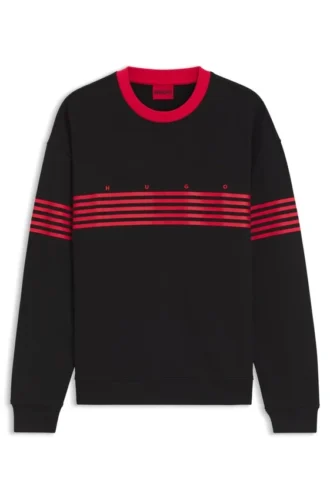 Relaxed-fit sweatshirt in cotton terry with printed stripes