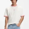 Relaxed-fit T-shirt in cotton with striped trims
