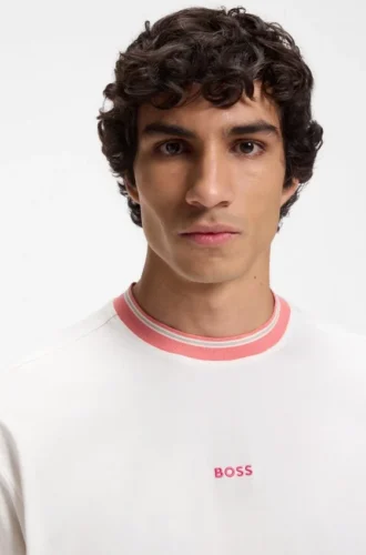 Relaxed-fit T-shirt in cotton with striped trims