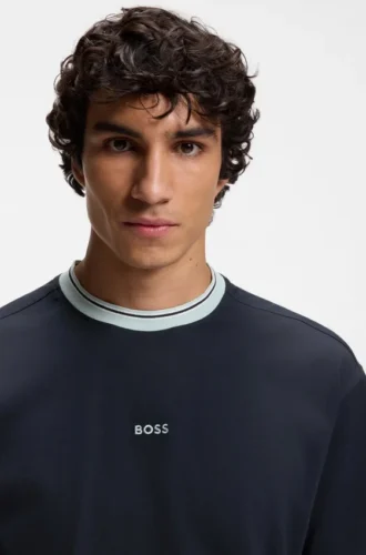 Relaxed-fit T-shirt in cotton with striped trims