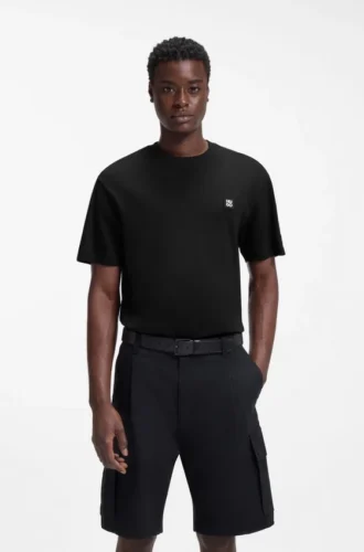Relaxed-fit T-shirt in interlock cotton with embroidered shoulders Relaxed-fit T-shirt in interlock cotton with embroidered shoulders