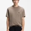 Relaxed-fit T-shirt in interlock cotton with embroidered shoulders