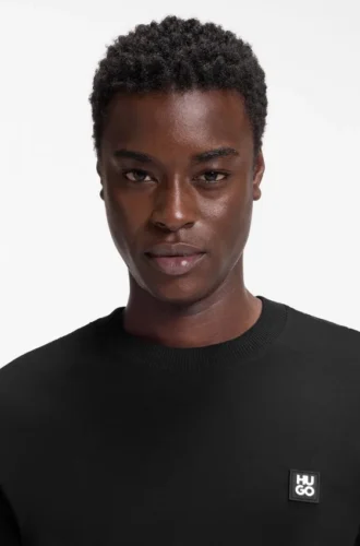 Relaxed-fit T-shirt in interlock cotton with embroidered shoulders Relaxed-fit T-shirt in interlock cotton with embroidered shoulders