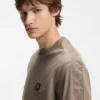 Relaxed-fit T-shirt in interlock cotton with embroidered shoulders