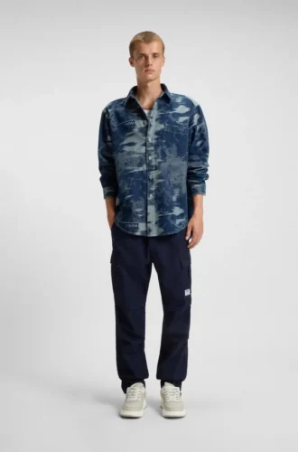 Relaxed-fit trousers in denim-look ripstop