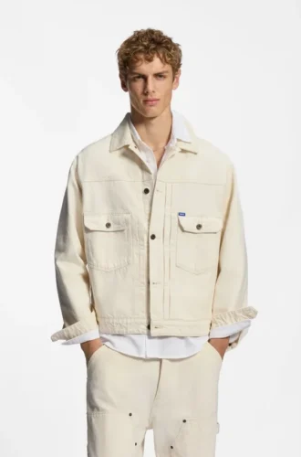 Relaxed-fit trucker jacket in ecru denim