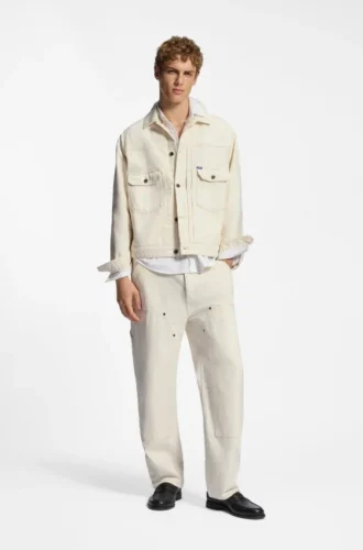 Relaxed-fit trucker jacket in ecru denim