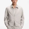 Relaxed-fit zip-up jacket in patterned virgin wool