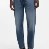 Relaxed-tapered-fit jeans in blue Egyptian-cotton denim