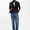 Relaxed-tapered-fit jeans in blue Egyptian-cotton denim