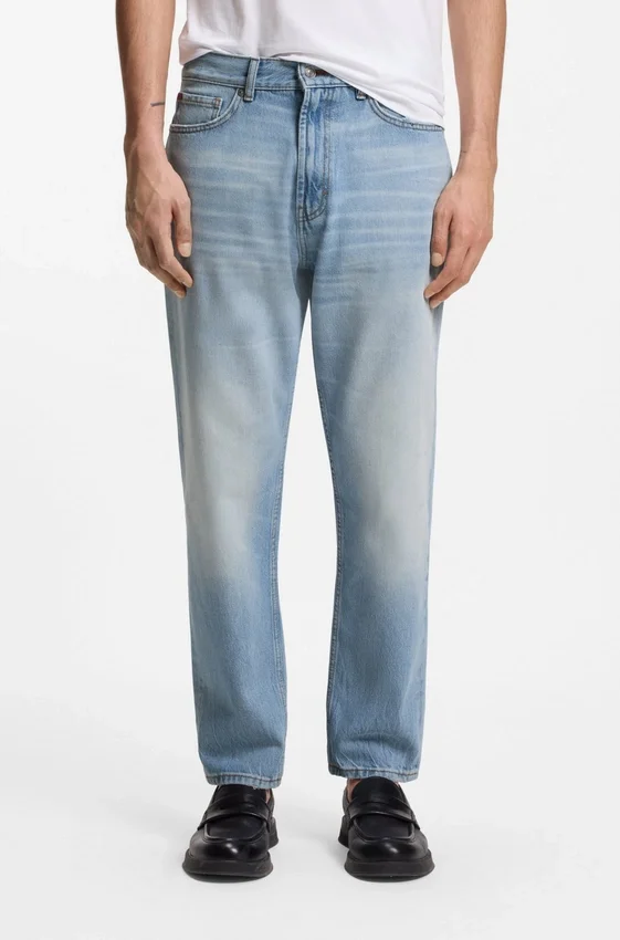 Relaxed-tapered-fit jeans in bright-blue denim Relaxed-tapered-fit jeans in bright-blue denim