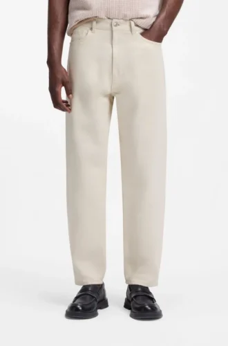 Relaxed-tapered-fit jeans in ecru denim