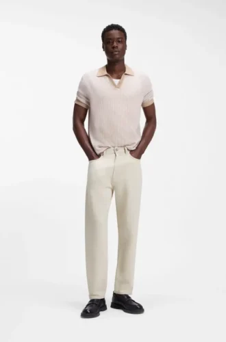 Relaxed-tapered-fit jeans in ecru denim