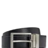 Reversible belt in grained Italian leather with logo keeper Reversible belt in grained Italian leather with logo keeper